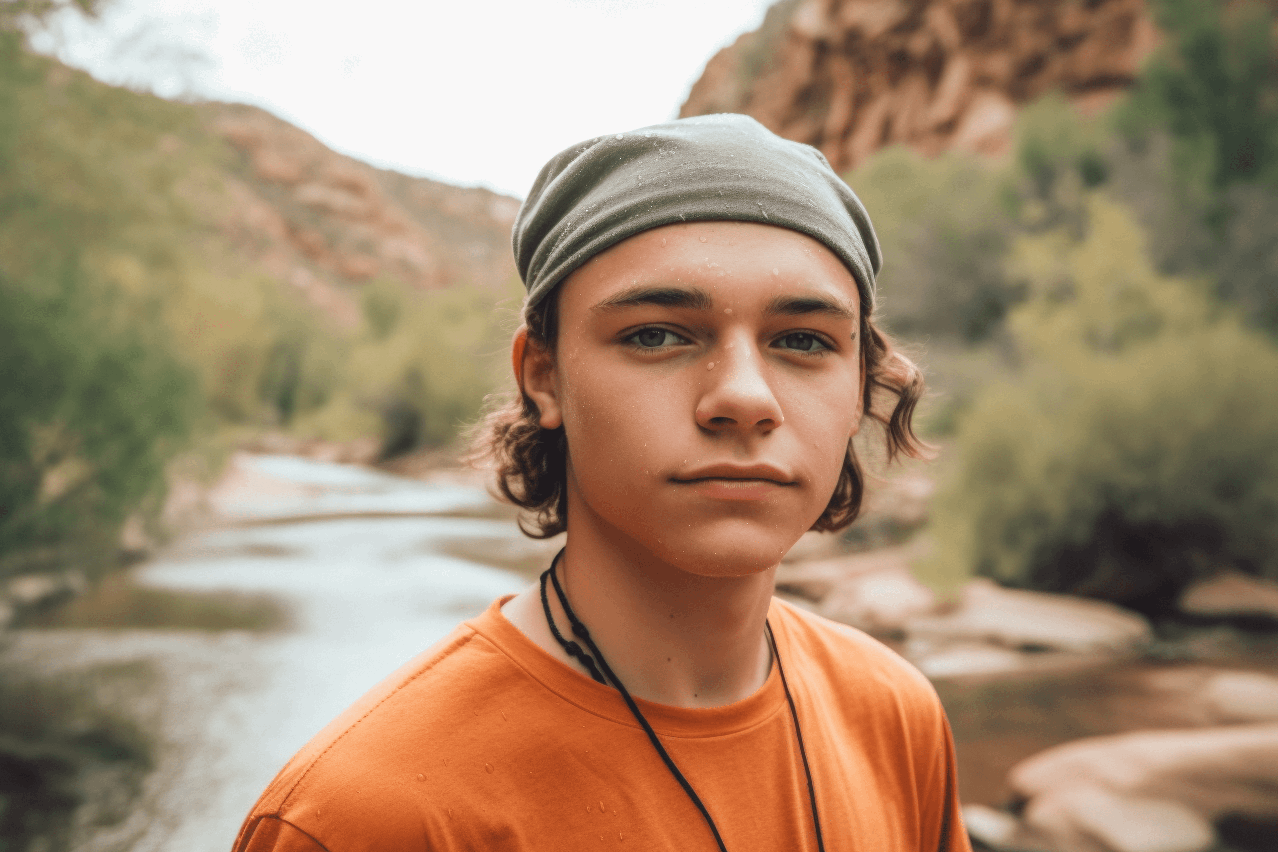 teen boy hiking