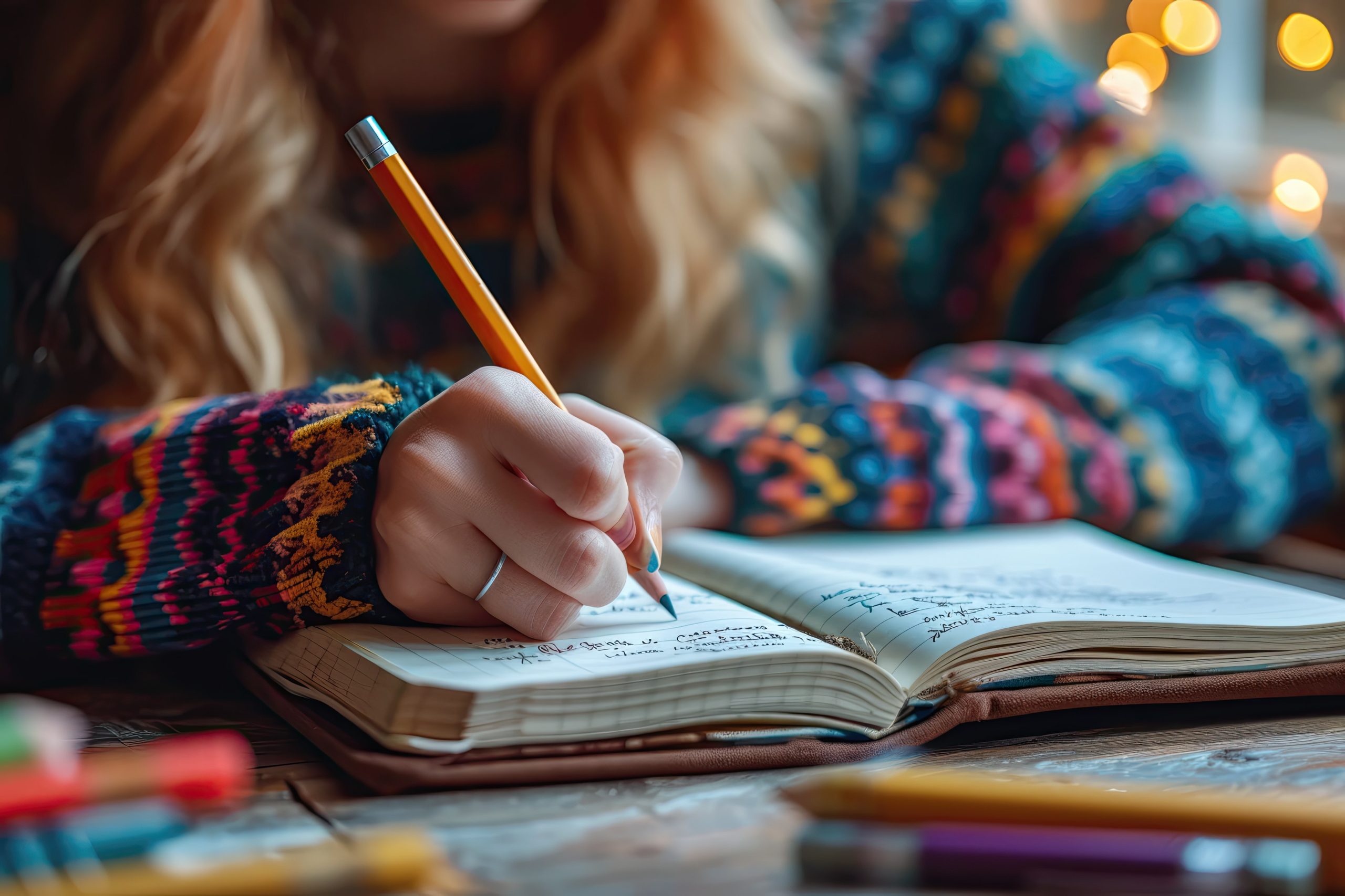 teen girl writes in a journal