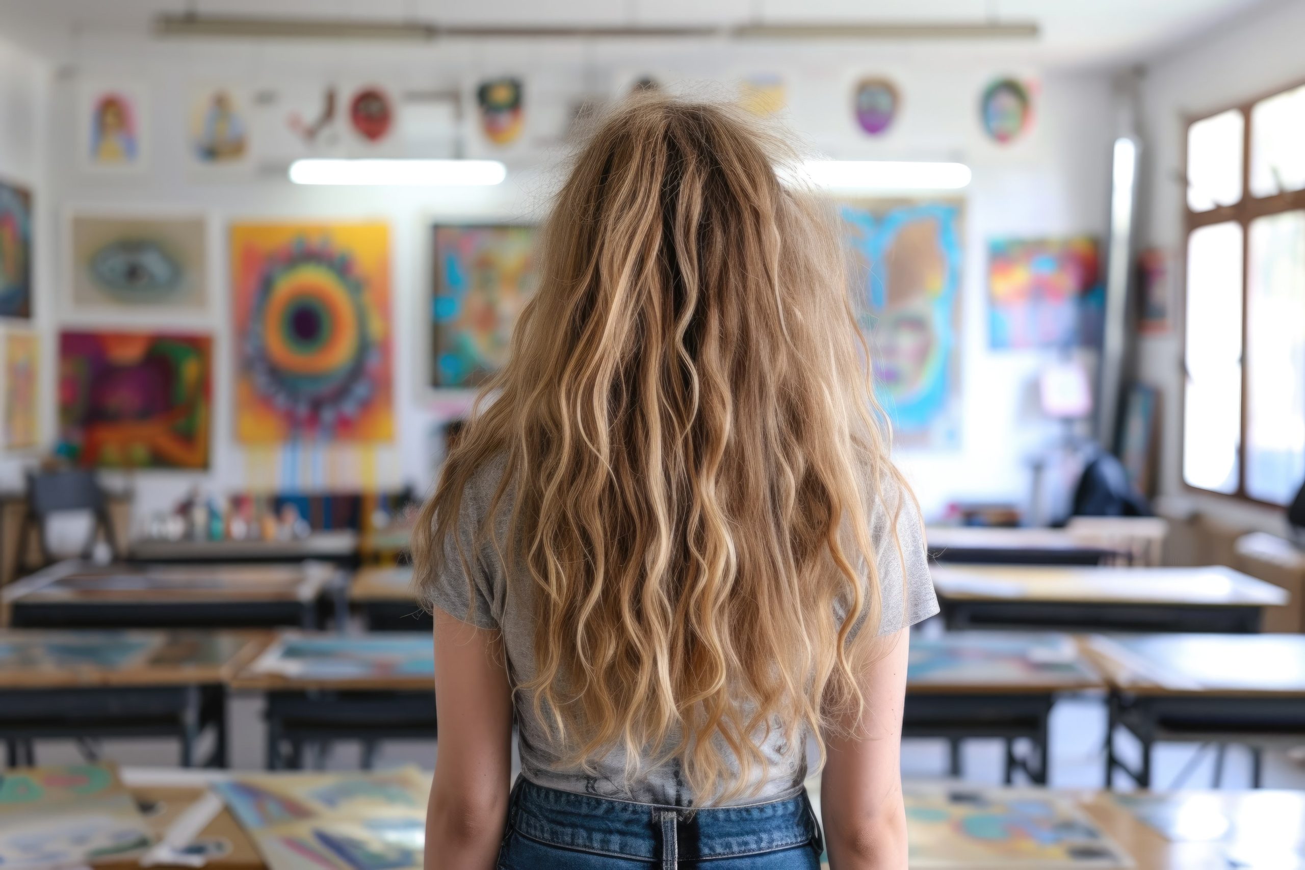 teen girl in art room