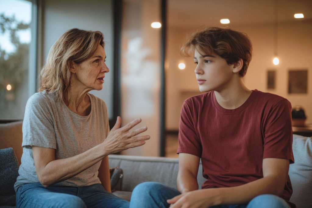 Narcissistic teenage boy and mum