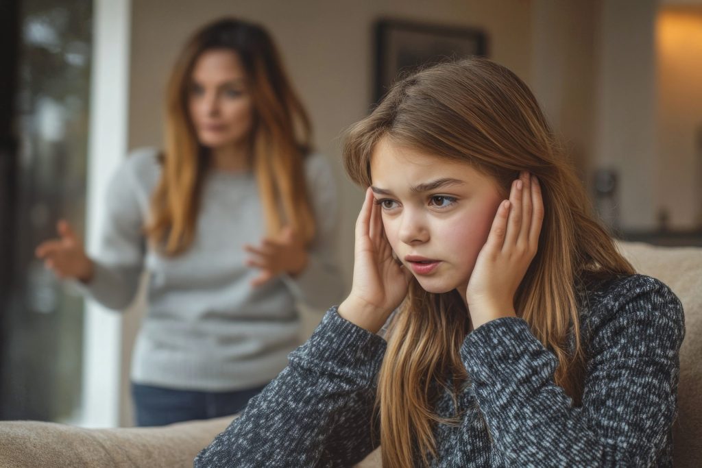 Mum scolds teen girl
