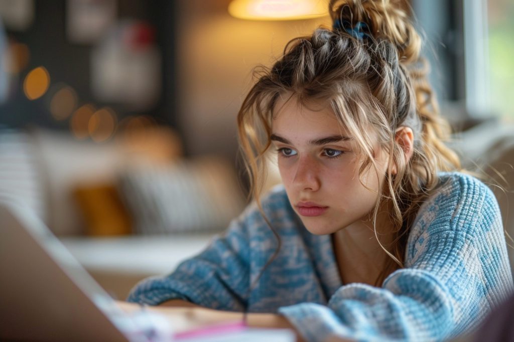 mom and teen son smiling