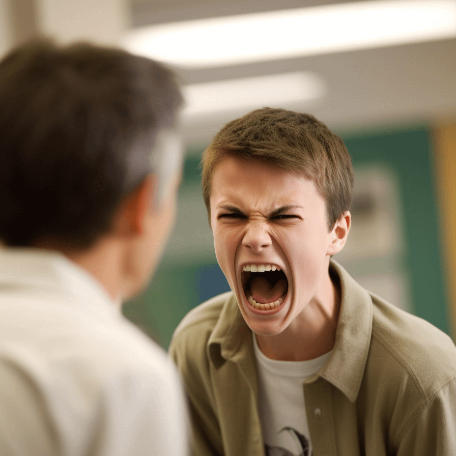 Angry teen yelling in classroom