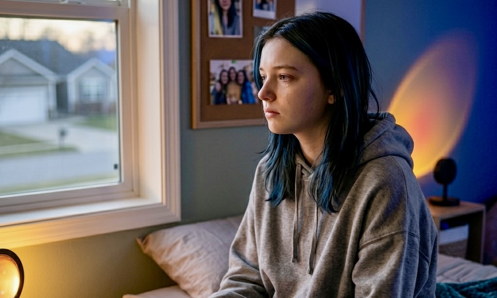 Sad teen girl after friendship breakup