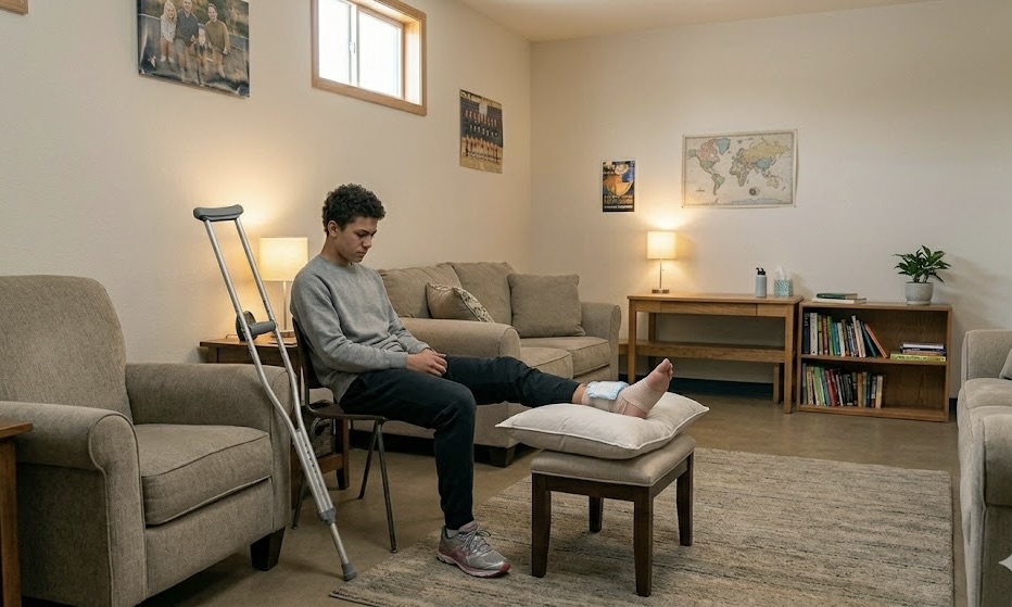 Teen athlete with an injury