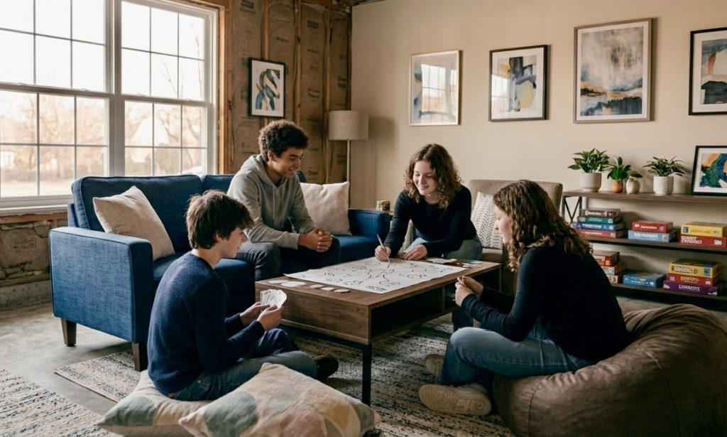 Teens in a home hangout