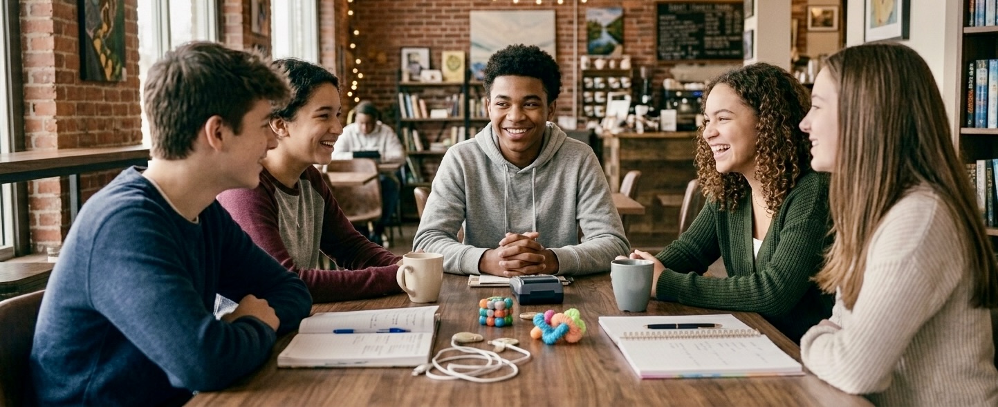 Teens out in a social space
