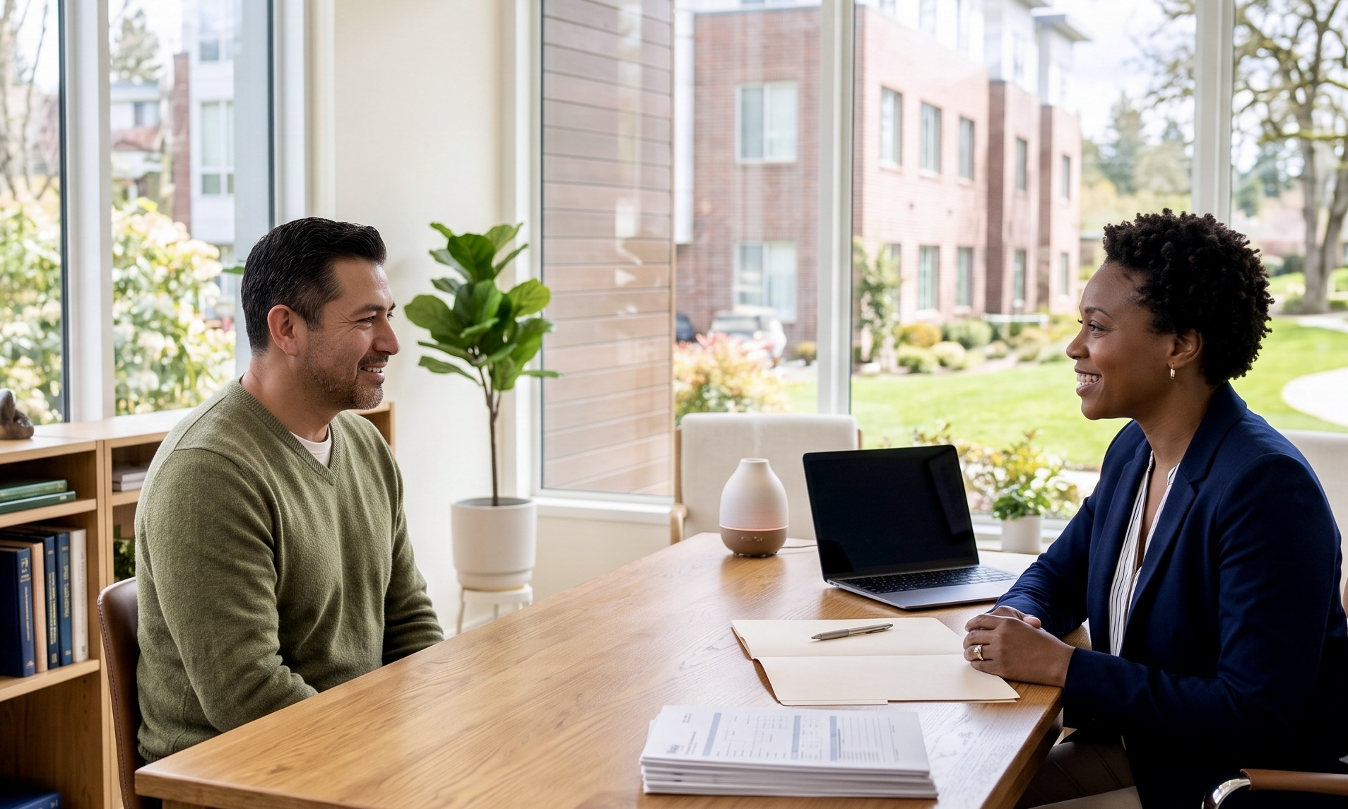Father meets with mental health professional